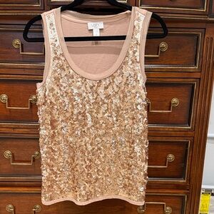LOFT Women's Sparkling Sequin Tank Top - Gold